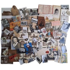 Vintage Junk Journal Paper Lot Ephemera Craft Bundle Old Photos Christmas Cards