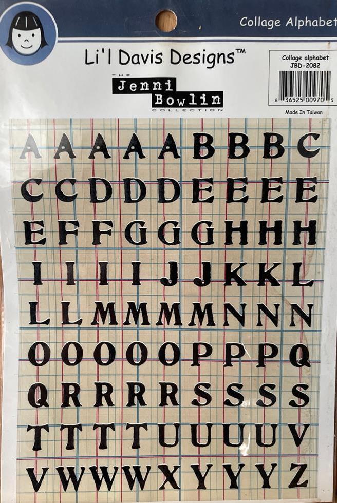 NEW VINTAGE LIL DAVIS JENNIE BOWLIN COLLAGE ALPHABET STICKER SHEET free USA sh