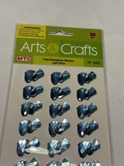 GEM STICKERS RHINESTONES arts & crafts 36 count BLUE FEET BABY