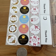20pcs Thank You Stickers 1” & 1”×3” Small Business Decorate Envelopes Sealing