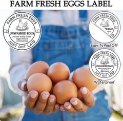 2Inch Eggs Stickers 500Pcs Farm Fresh Egg Stickers,Unwashed Eggs Labels Perfe…