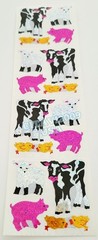 HAMBLY STUDIOS PRISMATIC STICKERS BABY FARM ANIMALS LAMB PIGLET CHICK CALF RARE
