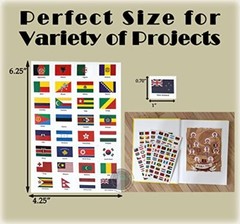 192 Pcs World Flags Stickers World Map Passport Stickers for Planner Journal