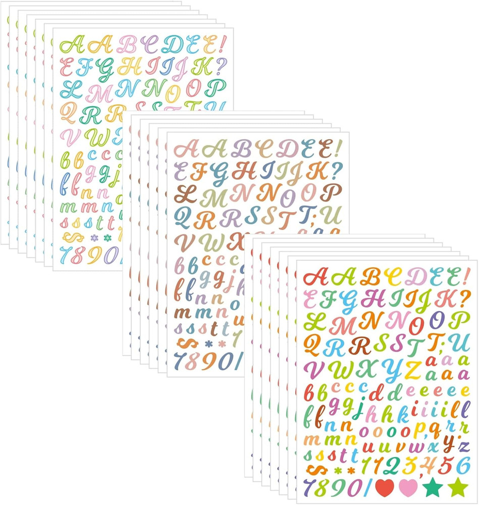 3040Pcs 20 Sheets Small Letter Number Stickers, 1/2Inch Colorful Self-Adhesive V