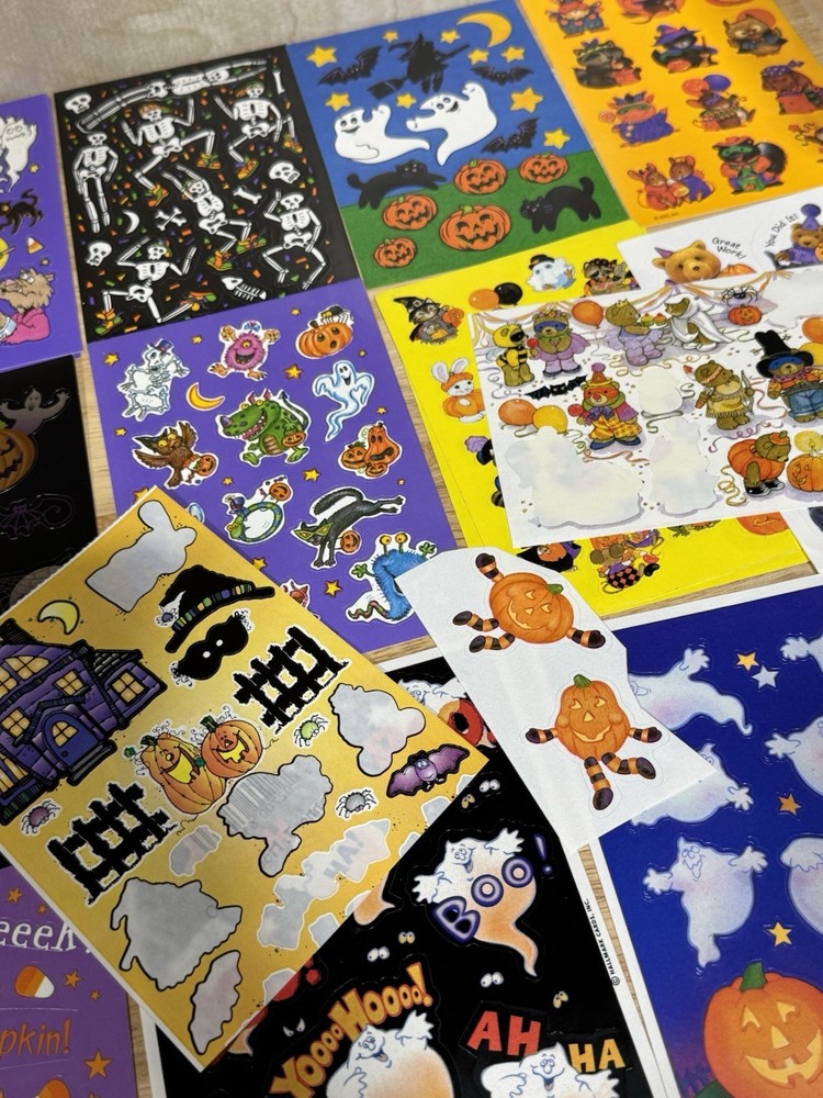 vintage halloween stickers lot Hallmark AGC 15 Full Sheet 3 Partial 236 Total