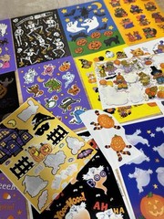 vintage halloween stickers lot Hallmark AGC 15 Full Sheet 3 Partial 236 Total