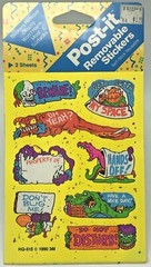 Vintage Post-it Removable Stickers School Locker Bedroom Door Beware Disturb