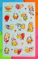 Vintage Cows Stationary Note Paper & Sandylion Happy Cows Sticker Sheets