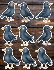 Cute Crow Die Cut Vinyl Stickers Set Scrapbooking Laptop Water Bottle