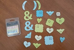 New Mini Round Brads Orange Yellow Green Blue Purple Pink 20 ChipBoard Heart &