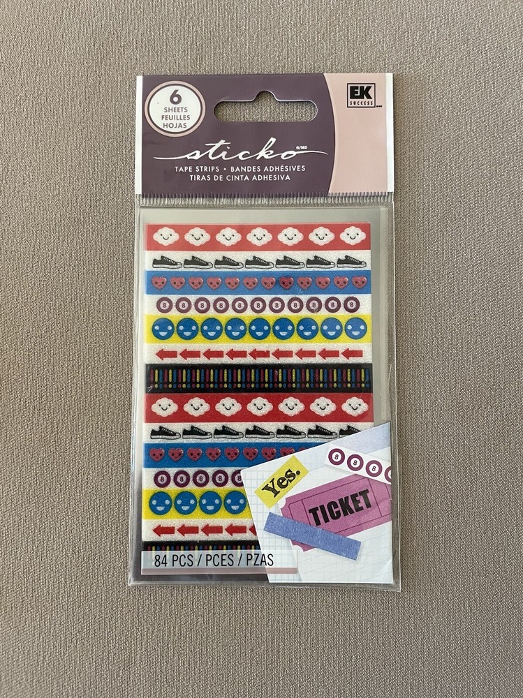 SIX Sheets Of Sticko “Icon” Tape Strips, Includes 84 Pieces, New In Package!