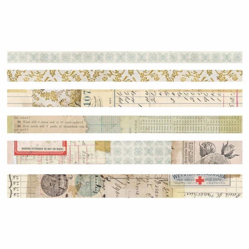 Tim Holtz idea-ology Salvaged Design Tape, 6 Rolls, Tim Holtz Washi Tape