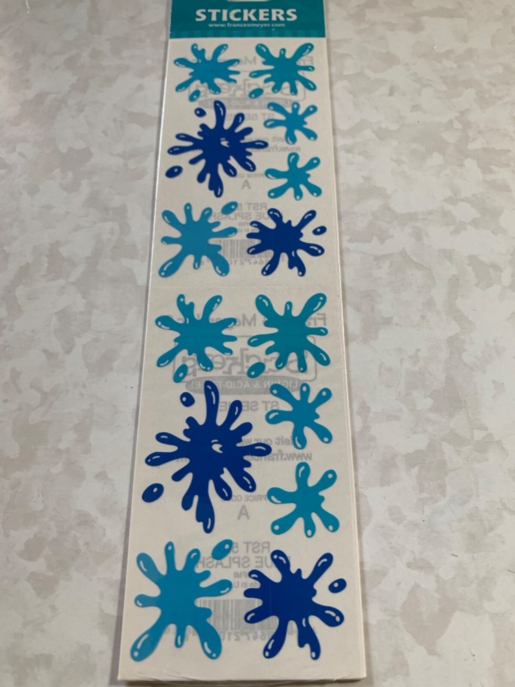 FMI FRANCES MEYER STICKERS 4 SHTS BLUE SPLASHES WATER SPLASH MULTI-COLORS-SIZES