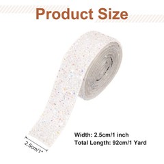 1 Inch x 1 Yard Crystal Rhinestone Sticker Ribbon White