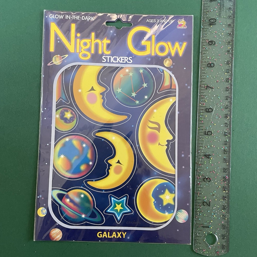 Vintage Twin Seven Angels 90s Night Glow Stickers Moons Galaxy Stars Celestial