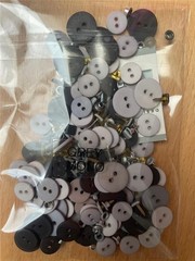 VINTAGE BAZZILL GREY MONO BUTTONS, EYELETS ANDBLACK MONO BRADS Embellishments