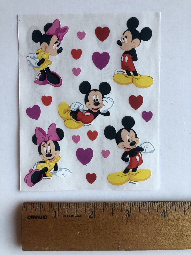 Cute Disney Heart Themed Mickey Mouse & Minnie Mouse Sticker Sheet