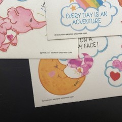 Vtg 80s RARE Care Bear Cousins Satin Fabric Sticker Sheets American Greetings