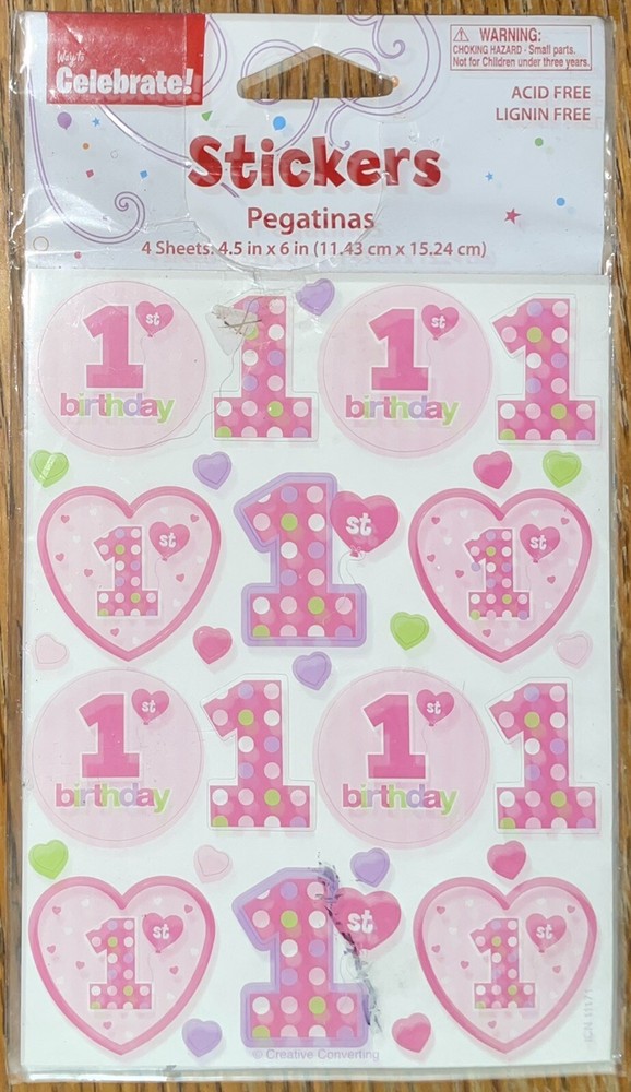 Way to Celebrate 1st Happy Birthday Celebration Baby Girl Balloons First 4 Sheet