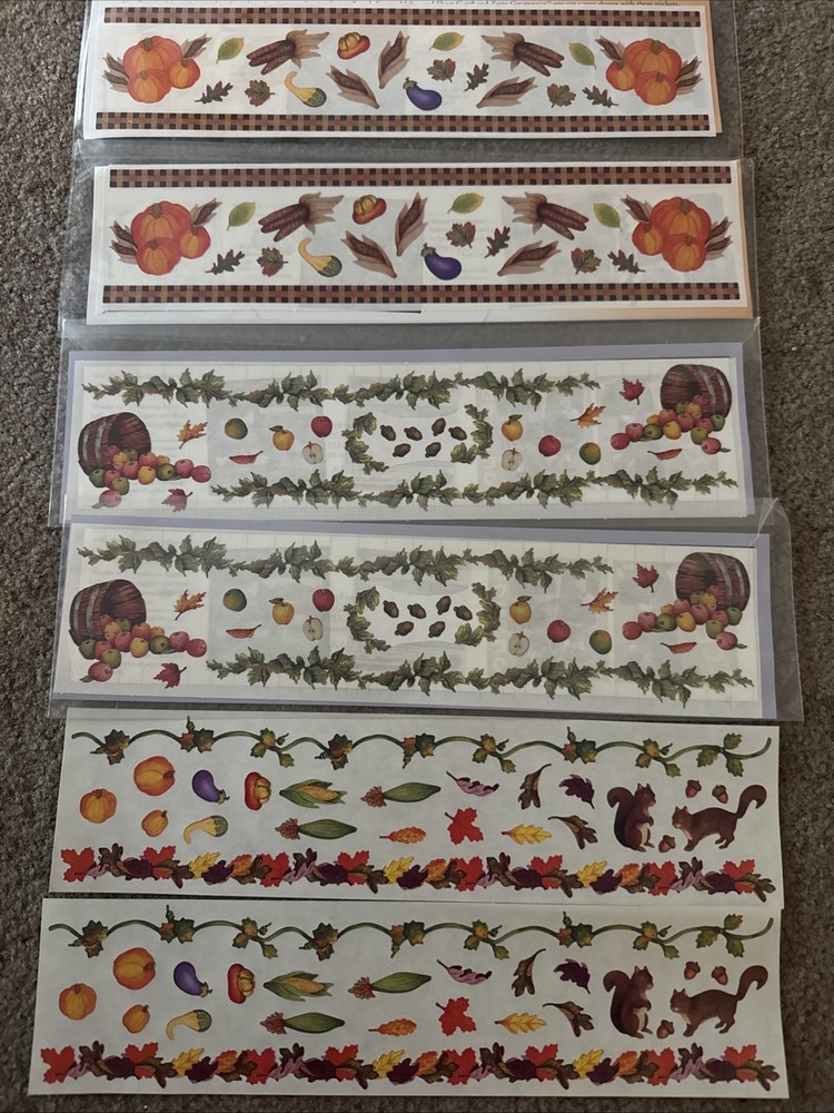 Creative Memories Autumn Fall Leaves, Gourds,Squirrels & Apples 6 Sticker strips