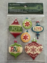 Recollections Christmas 3Pc Dimensional Sticker Lot Ornaments Gift Tags