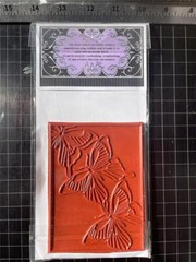 New Paper Parachute cling RUBBER STAMP 3 BUTTERFLIES IN FRAME free USA ship