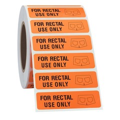 Rectal Use Only Stickers 1.5×0.375 Fluorescent Red 500 Labels Permanent Adhesive