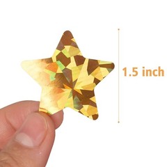 1.5″ Large Holographic Gold Star Stickers for Kids Reward, 500 Pcs Foil Star Met