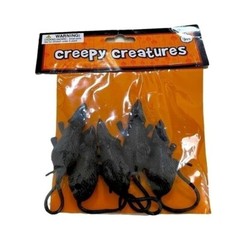 25 Black Creepy Rubber Mice 3.5″ Halloween Decor 5-Pack Set NEW Spooky