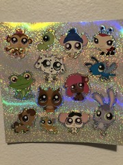 Littlest Pet shop winter hologram Sticker Sheet Scrapbooking Kids Collect Vint
