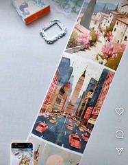 Roll of Artistic Stickers 15 City Buildings Eiffel Empire France Italy New York