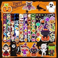 36 Sheets Halloween Stickers for Kids, Make Your Own Halloween Stickers, Hallowe