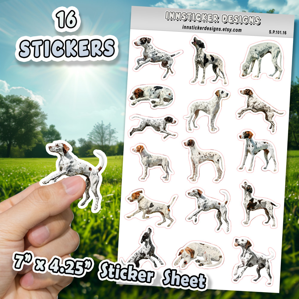 English Pointer Dog Stickers for Journals, Scrapbooks, Planners, Glossy, Matte