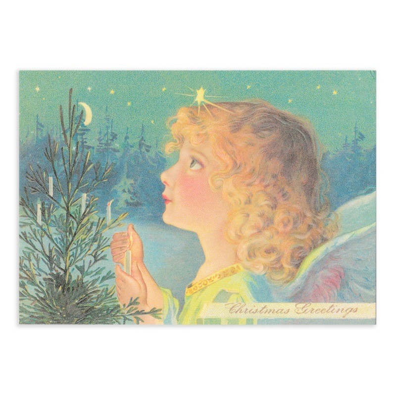 MICHEL & COMPANY Christmas Postcard (Angel Lighting Candle)