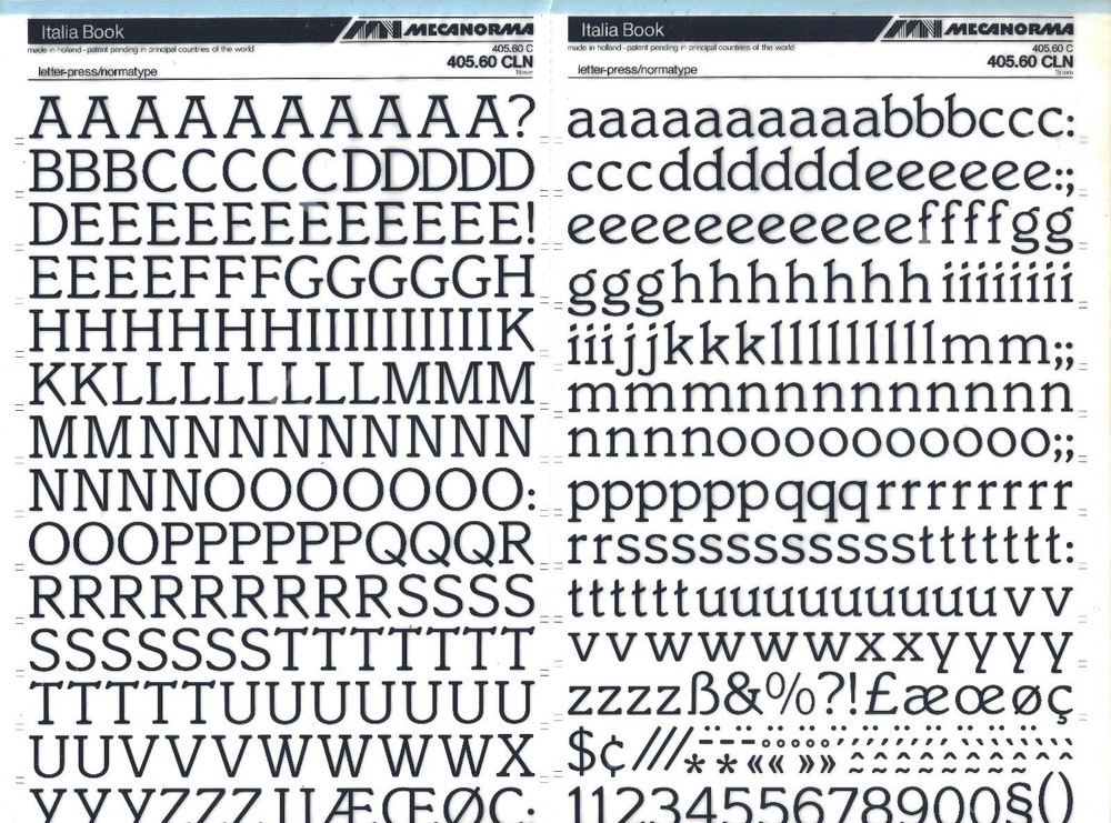 MECANORMA Dry Transfer Lettering 405.60 CLN #814 ITALIA BOOK 15mm