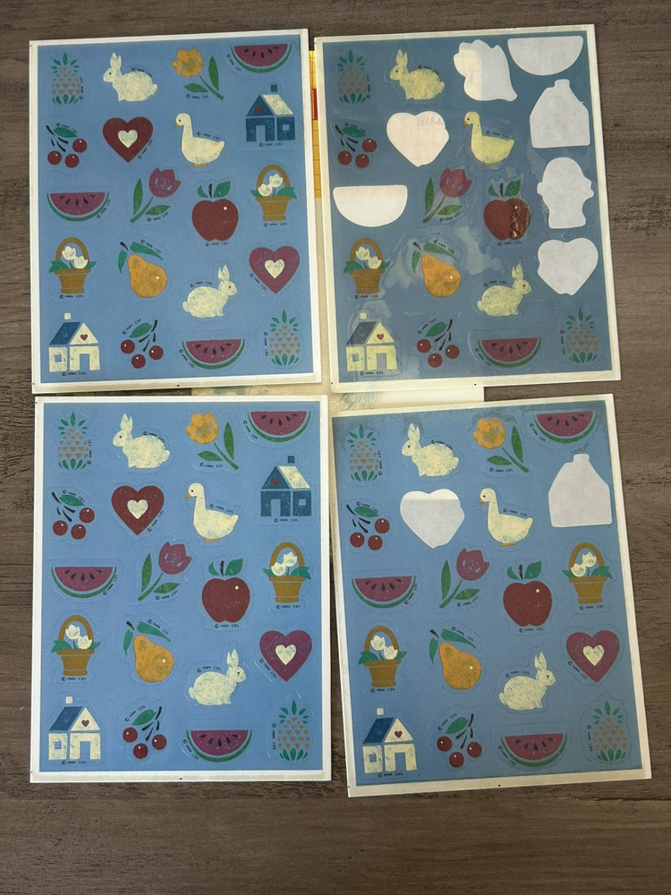 vtg Hallmark Stickers COUNTRY DUCKS FARMHOUSE 1980’s Cottage Core 2 full sheets