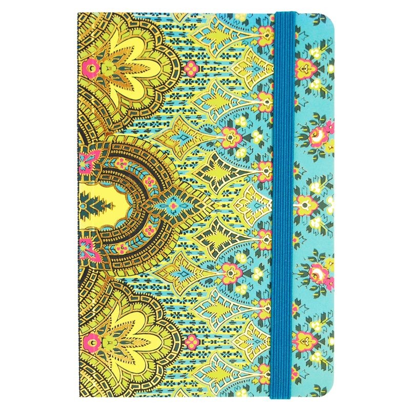 Punch Studio Pocket Journal Notebook, Geometric Pattern, Turquoise Blue