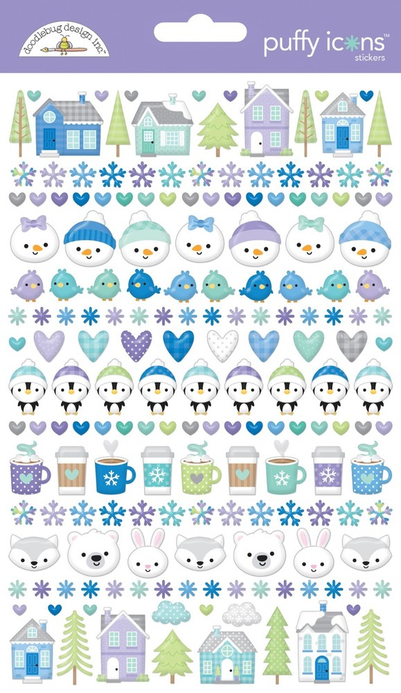 Stickers Puffy Doodlebug Snow Much Fun Cottages Snowmen Animals Coco Flakes Tree