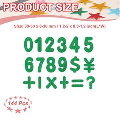Number Foam Stickers, 144Pcs Numbers 0-9 EVA Self Adhesive Glitters, Green