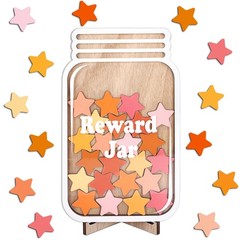 39 Pcs Boho Star Wooden Reward Jar Pink Orange Star Wood Cutouts with Magneti…