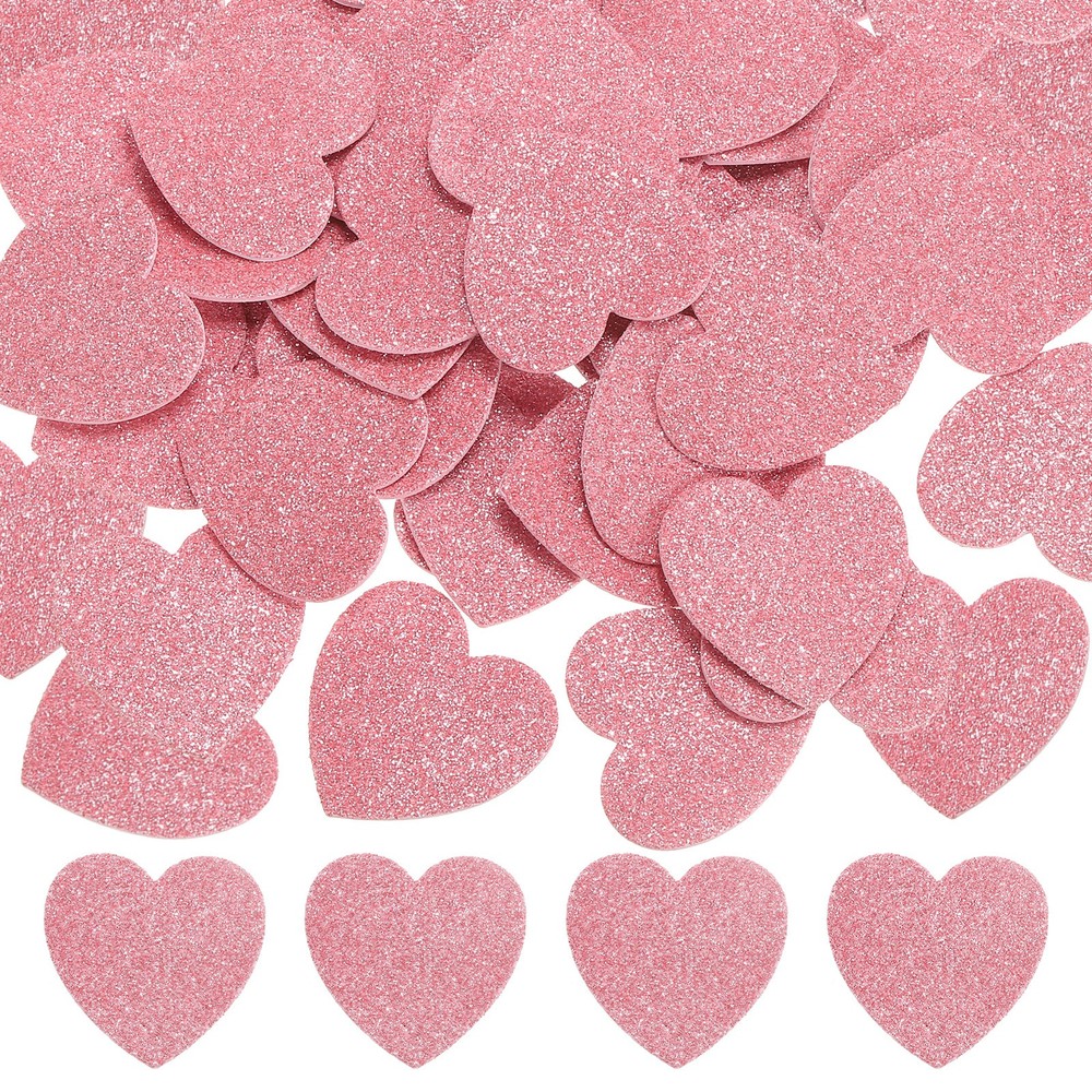 1.8″x1.8″ Heart Foam Stickers, 100Pcs EVA Glitters Foam Shape Sticker, Pink