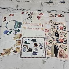 Scrapbooking Stickers Loose Lot Partial Sheets Romance Floral Teacups Antiques