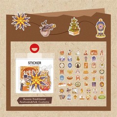 Jictegb 50Pcs Russian Folk Stickers Festival