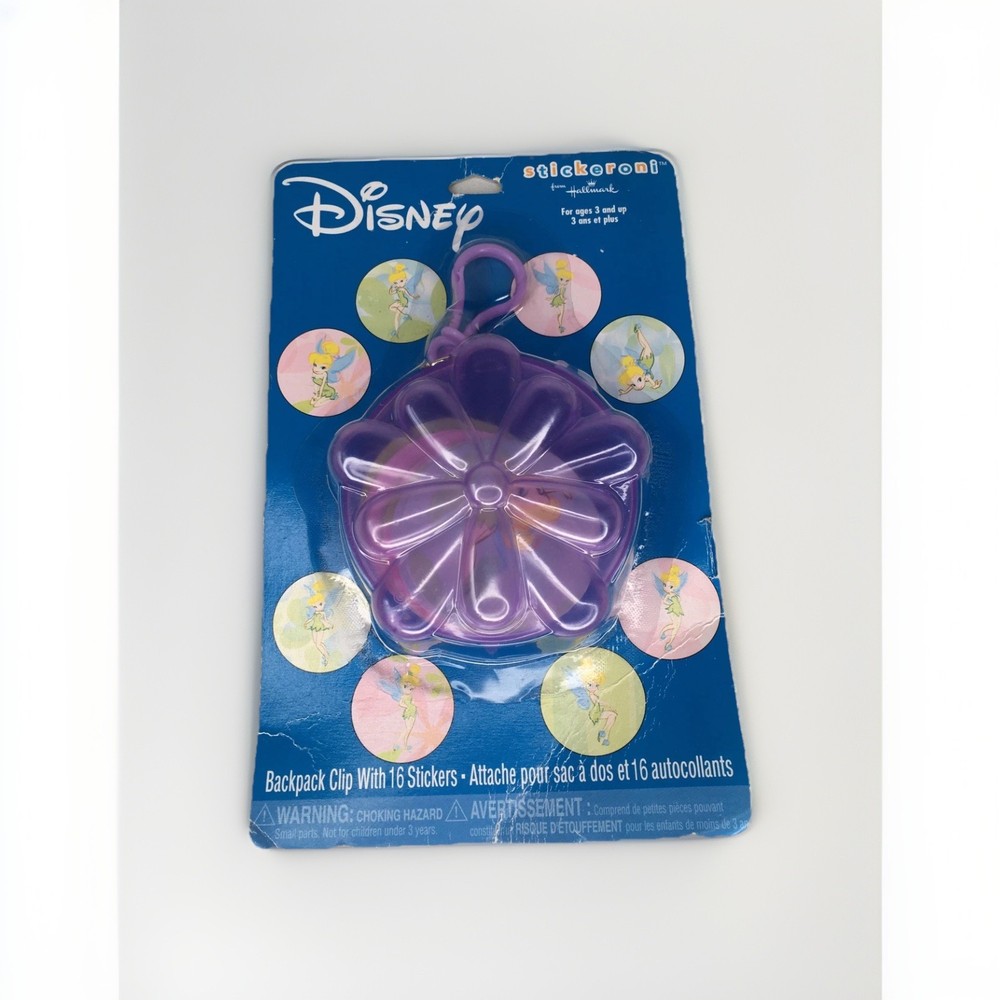 Vtg Disney Tinker Bell Stickers Flower Clip Stickeroni Hallmark Purple Peter Pan