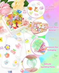 100PCS FIVEIZERO Cute Slime Charms Bulk Set – 0.6-1.2 inches, Mixed Color
