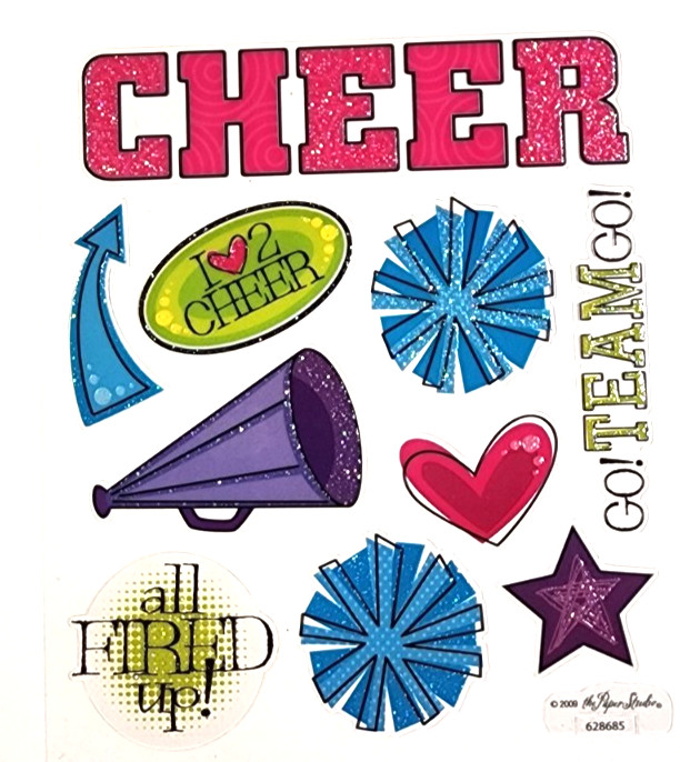 Cheerleader Pom Poms Stickers Glitter Clear The Paper Studio Scrapbook School