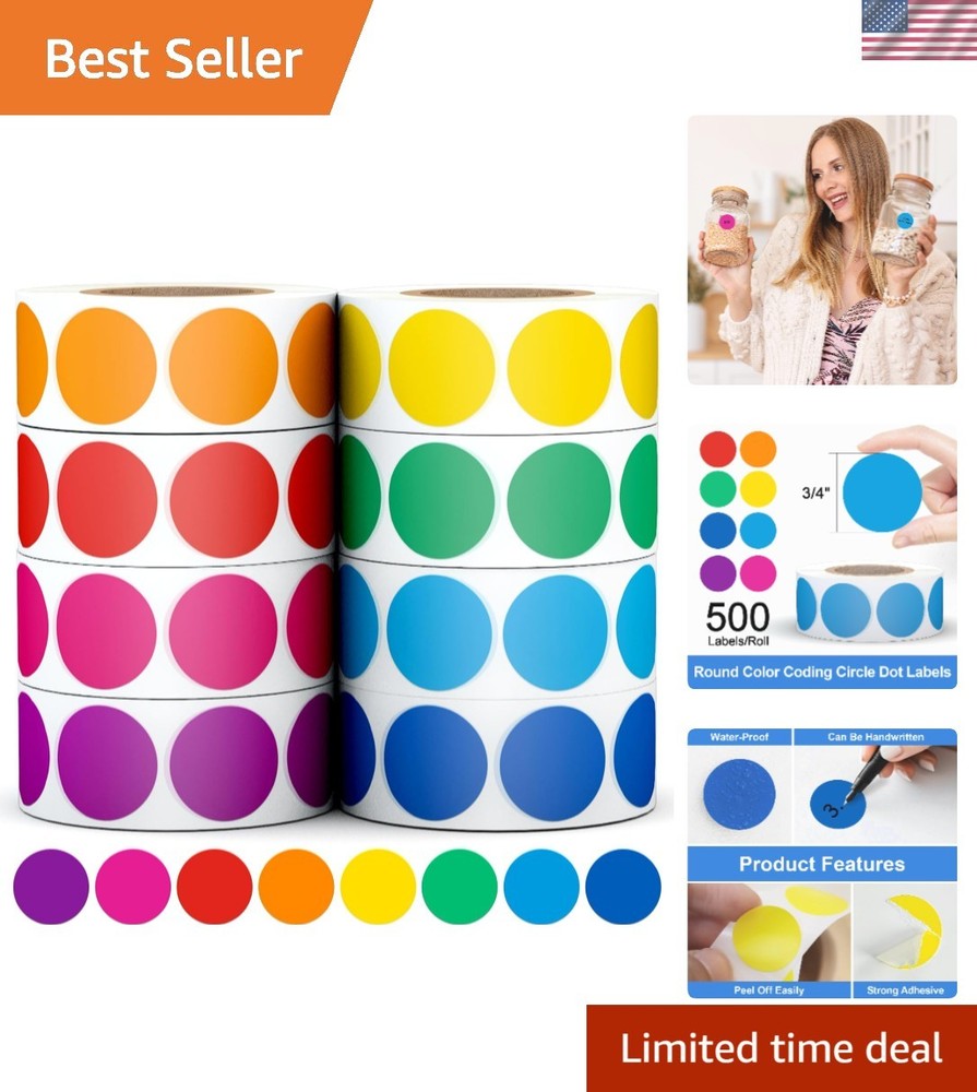 Vibrant 3/4 Inch Color Coding Stickers – 4000 PCS for Home and Classroom Use