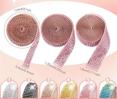 Self Adhesive Rhinestone Trim Tape Diamond Ribbon DIY Strips Width 0.45-3.1cm