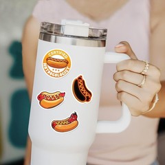 Creative 50 Pcs Hot Dog Stickers – Waterproof Cartoon Decals for Everyone