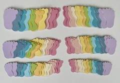 120 Baby Feet Paper Die Cuts 3 Sizes, 10 Colors, So Cute!
